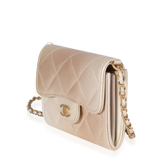Chanel Gold Metallic Ombré Quilted Goatskin Classic Mini Clutch with Chain - Picture 4 of 7
